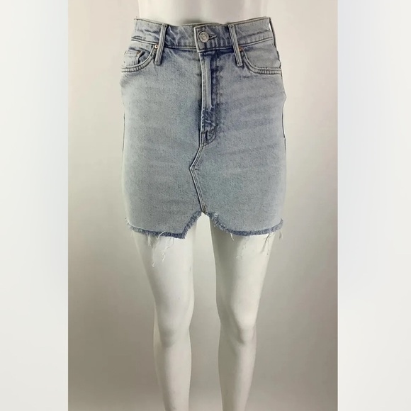 MOTHER Sz 24 The Sacred Slit Mini Denim Skirt In Acid Wash Cotton Spandex - Picture 1 of 12